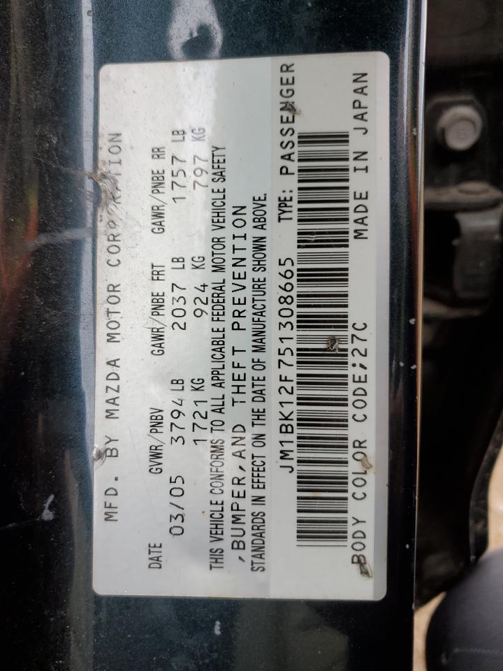 JM1BK12F751308665 2005 Mazda 3 I