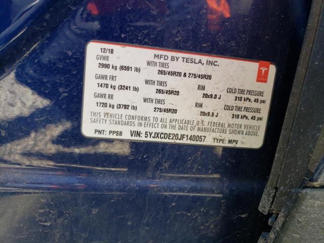 5YJXCDE20JF140057 Tesla MODEL X