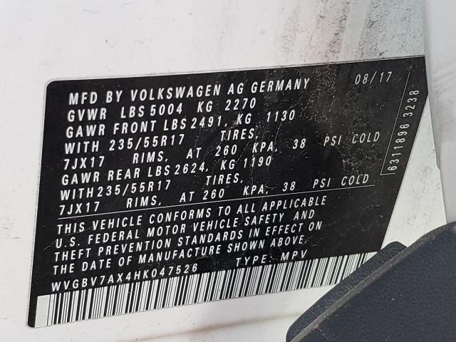 WVGBV7AX4HK047526 | 2017 VOLKSWAGEN TIGUAN S