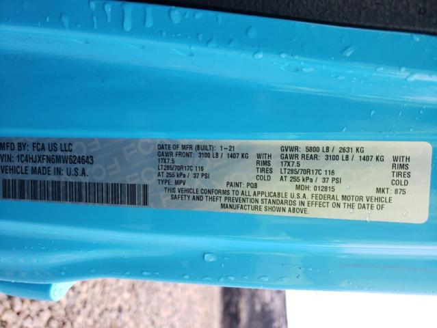 1C4HJXFN6MW624643 Jeep Wrangler Unlimited Rubicon