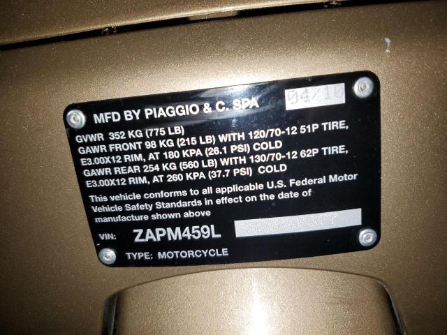 2011 VESPA GTS 300 SU ZAPM459L7B5800377