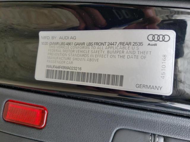 2021 AUDI A4 PRESTIG WAUFAAF49MA023216