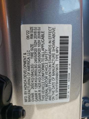 2022 HONDA PILOT SPOR - 5FNYF6H35NB079676