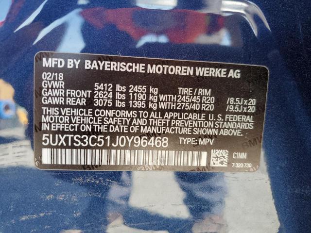 5UXTS3C51J0Y96468 BMW X3 Xdrivem40i