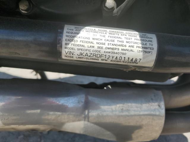 2000 KAWASAKI ZR750 F - JKAZRDF12YA011487