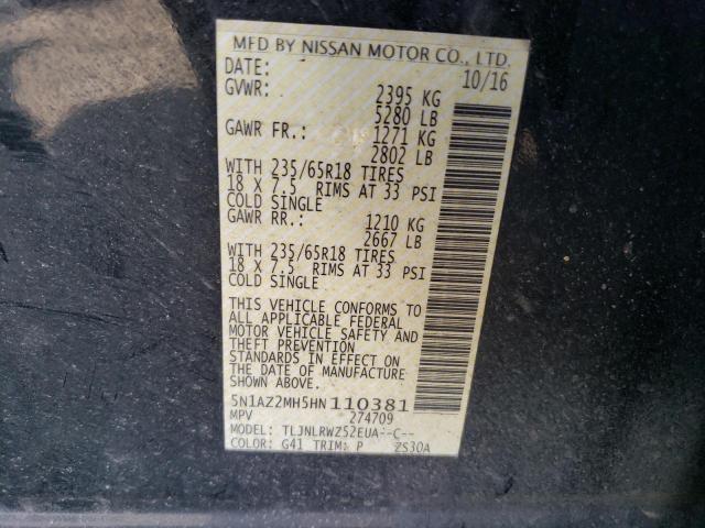 5N1AZ2MH5HN110381 Nissan MURANO S
