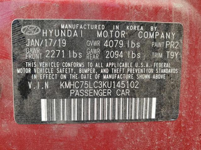 2019 HYUNDAI IONIQ SEL - KMHC75LC3KU145102