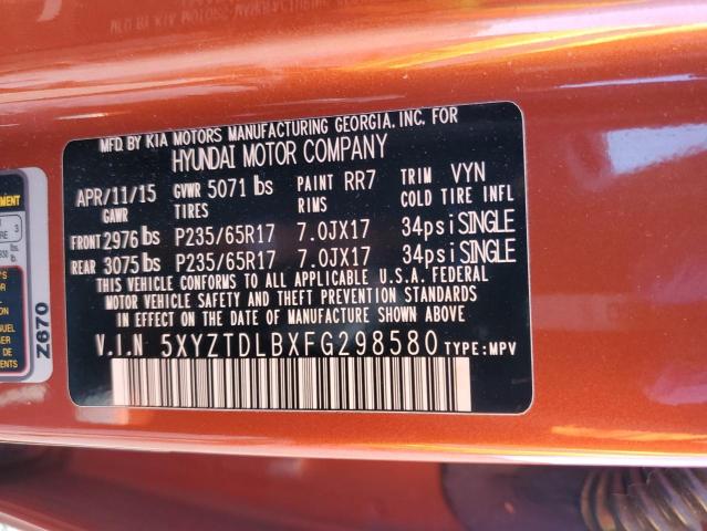 5XYZTDLBXFG298580 Hyundai SANTA FE SPORT