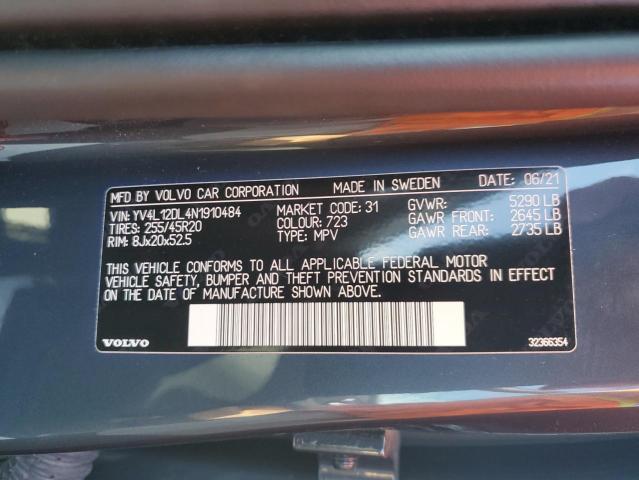 2022 VOLVO XC60 B5 IN - YV4L12DL4N1910484