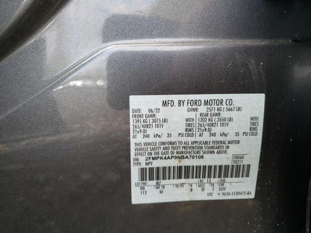 2022 FORD EDGE ST - 2FMPK4AP9NBA70108