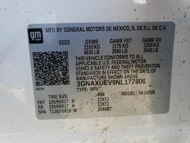 2022 CHEVROLET EQUINOX LT - 3GNAXUEV9NL177806
