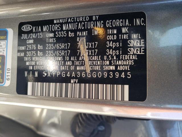 5XYPG4A36GG093945 KIA SORENTO LX