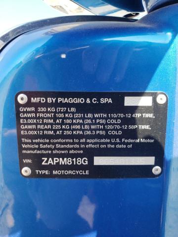 2016 VESPA SPRINT 150 ZAPM818G0G5401335