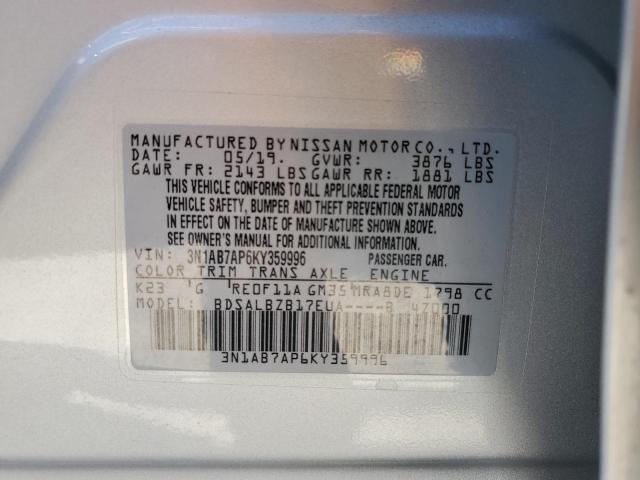 3N1AB7AP6KY359996 Nissan SENTRA S