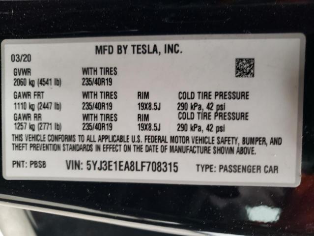 5YJ3E1EA8LF708315 Tesla MODEL 3