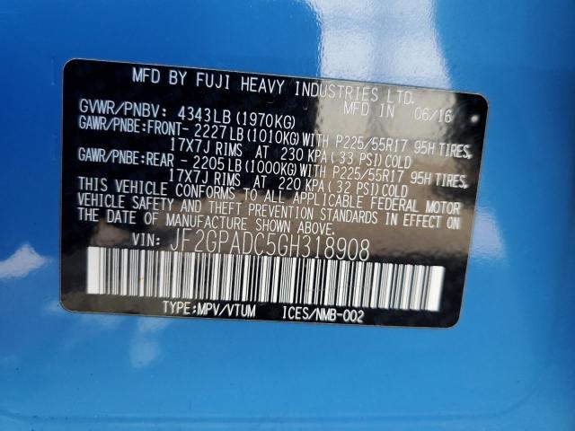 JF2GPADC5GH318908 Subaru Crosstrek Premium