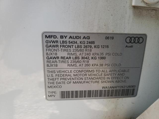 2019 AUDI Q5 WA1ANAFY2K2126063