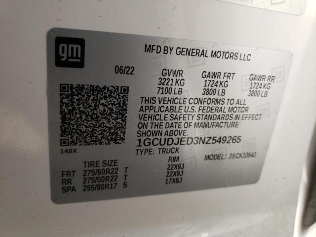 2022 CHEVROLET SILVRDO LT 1GCUDJED3NZ549265