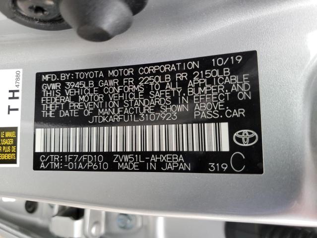 2020 TOYOTA PRIUS L - JTDKARFU1L3107923