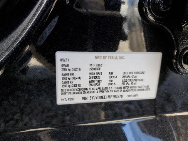 5YJYGDEE1MF194278 Tesla Model Y