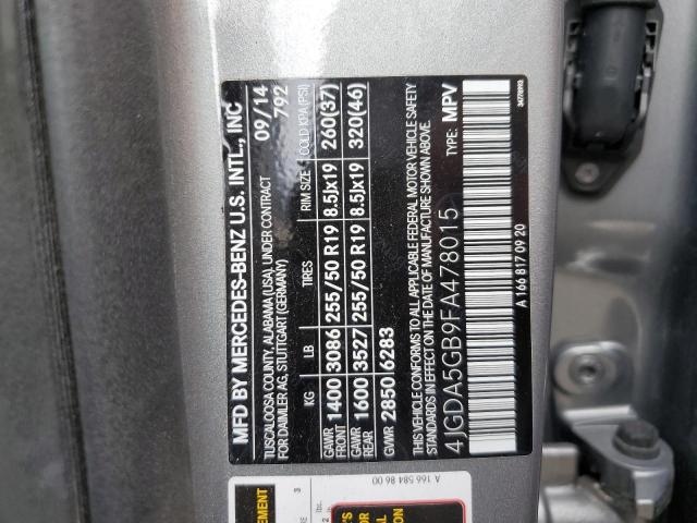 2015 MERCEDES-BENZ ML 400 4MA - 4JGDA5GB9FA478015