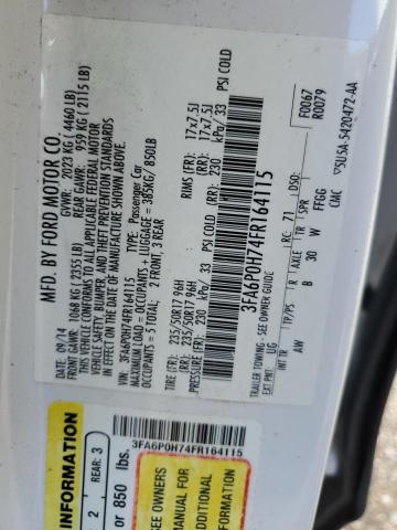 3FA6P0H74FR164115 Ford FUSION SE