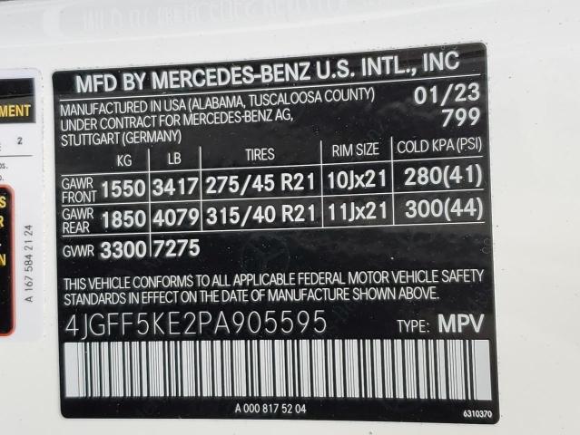 4JGFF5KE2PA905595 Mercedes-Benz Gls 450 4matic