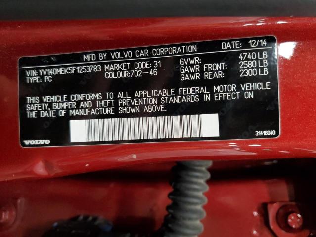 2015 VOLVO V60 PREMIE YV140MEK5F1253783