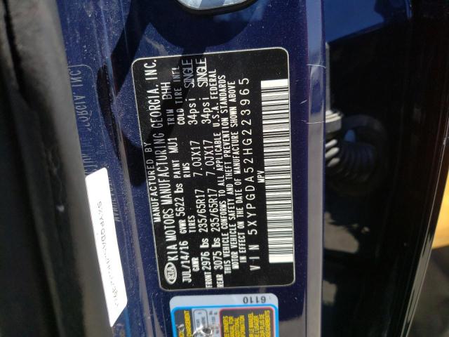 5XYPGDA52HG223965 KIA SORENTO LX