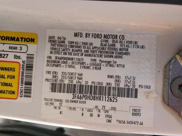 3FA6P0HD8HR112625 Ford Fusion 2017. Фото: 11