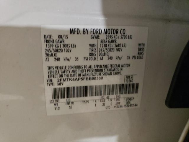 2FMTK4AP5FBB80380 2015 FORD EDGE, photo no. 12