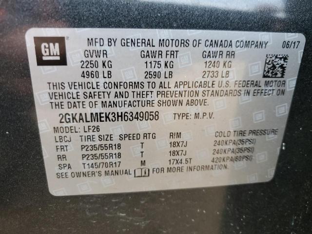 2017 GMC TERRAIN SL 2GKALMEK3H6349058  61332564