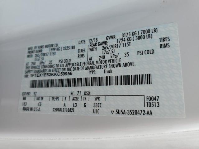 1FTEX1E52KKC50956 Ford F150 Super Cab