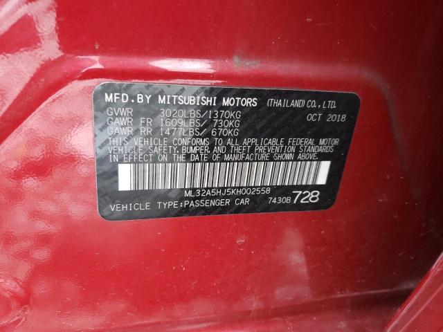 2019 MITSUBISHI MIRAGE LE ML32A5HJ5KH002558