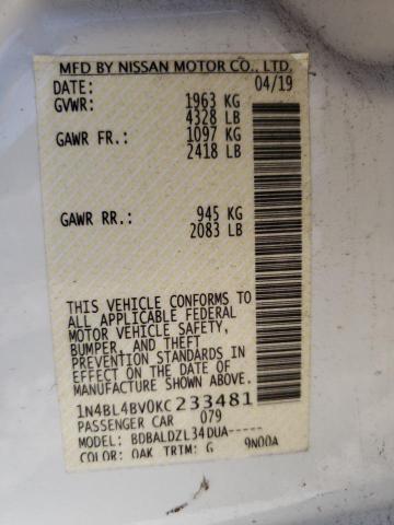 1N4BL4BV0KC233481 Nissan ALTIMA S