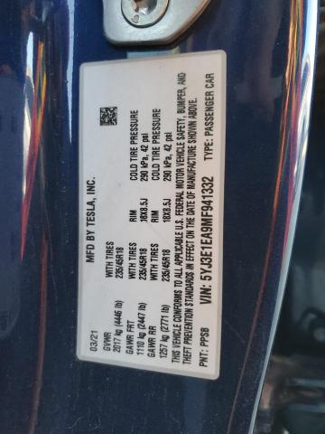 5YJ3E1EA9MF941332 Tesla MODEL 3