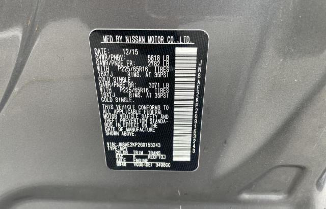 JN8AE2KP2G9153243 Nissan QUEST S
