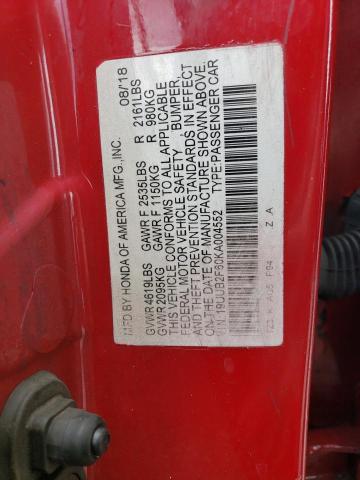 2019 ACURA TLX TECHNO - 19UUB2F60KA004552