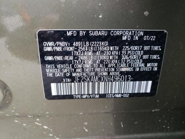 2022 SUBARU FORESTER W JF2SKAMCXNH496013