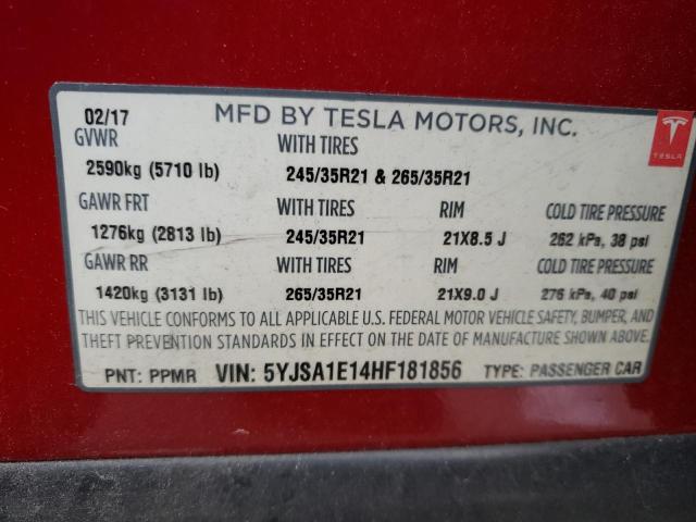 5YJSA1E14HF181856 Tesla MODEL S
