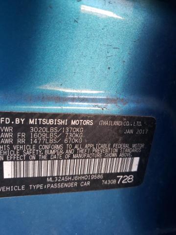2017 MITSUBISHI MIRAGE GT ML32A5HJ6HH019586