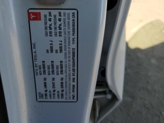 5YJ3E1EA0HF000812 Tesla MODEL 3