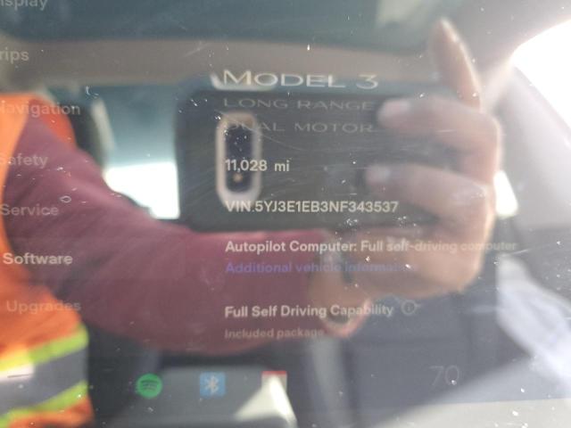 5YJ3E1EB3NF343537 Tesla MODEL 3