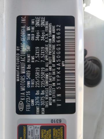 5XYPK4A50GG166632 KIA SORENTO SX