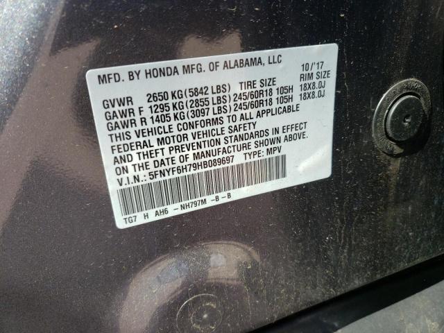 2017 HONDA PILOT EXLN - 5FNYF6H79HB089697