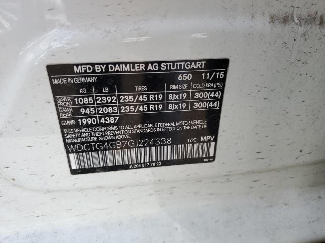 WDCTG4GB7GJ224338 Mercedes-Benz Gla 250 4matic
