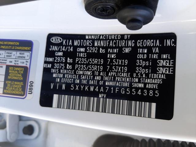 5XYKW4A71FG554385 KIA SORENTO SX
