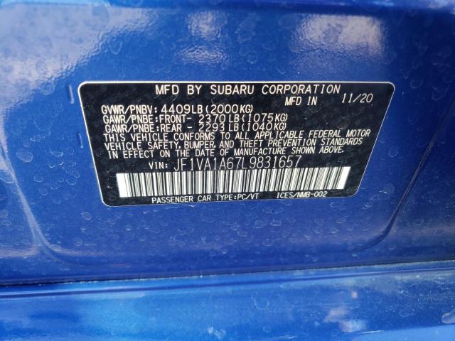 JF1VA1A67L9831657 Subaru WRX