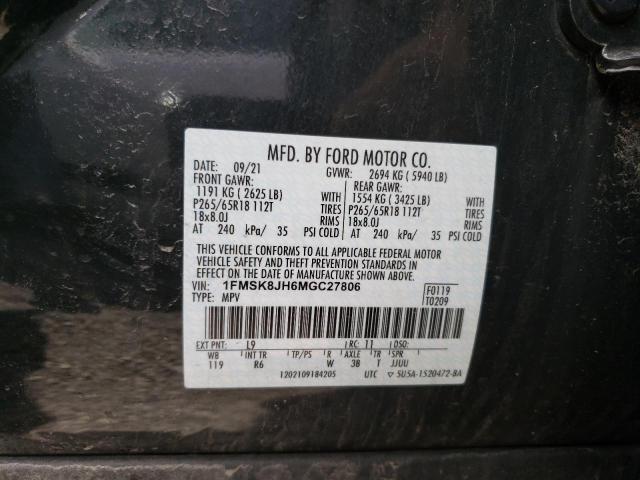 2021 FORD EXPLORER T 1FMSK8JH6MGC27806