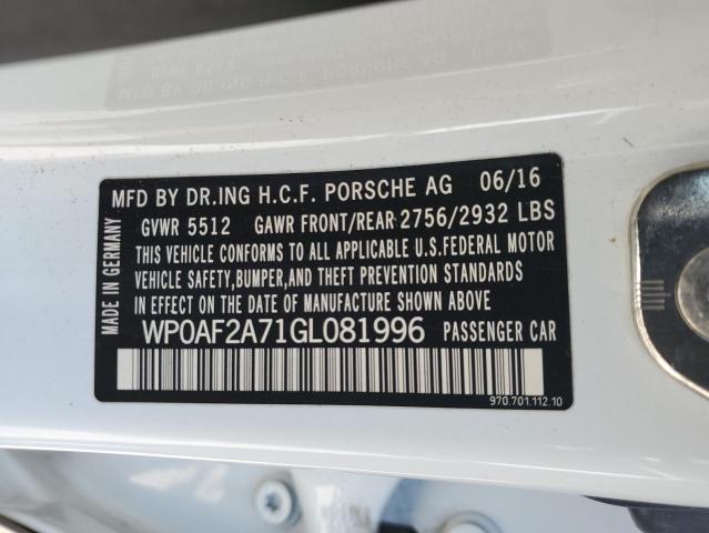 2016 PORSCHE PANAMERA G - WP0AF2A71GL081996